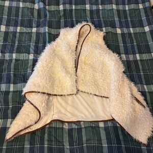 White fur women’s vest Brown trim